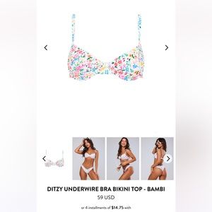 Kulani Kini
Ditzy Underwire Bra Bikini Top
- Bambi -
Size- Large